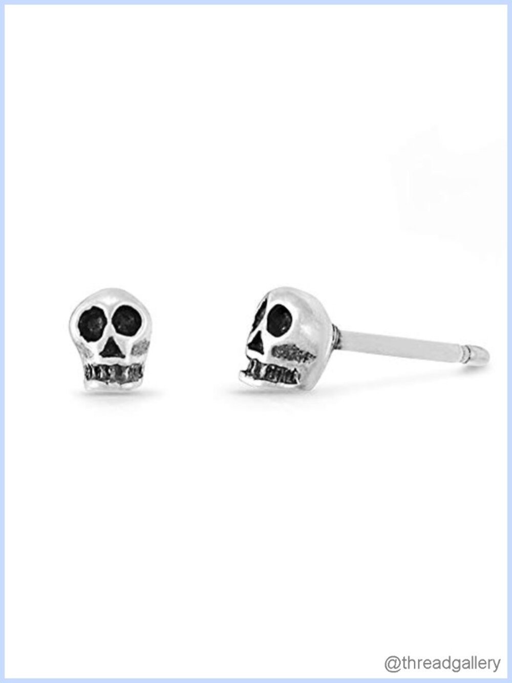 Sterling Silver Skull Stud Earrings Hypoallergenic Push Back